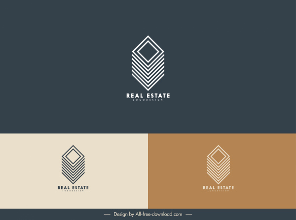 real estate logo template geometric building sketch