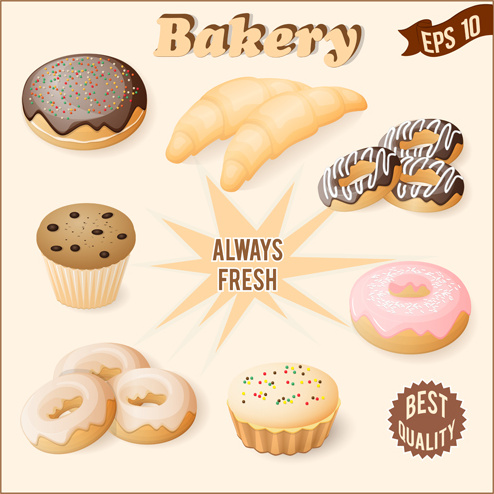 realistic bakery with cake vector graphic