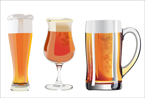 realistic beer and cups vector