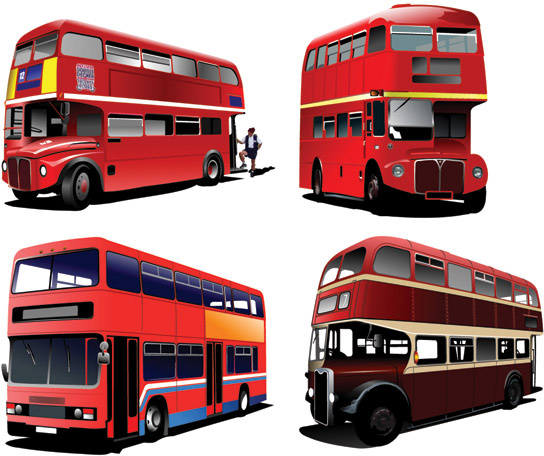 realistic buses urban vector set