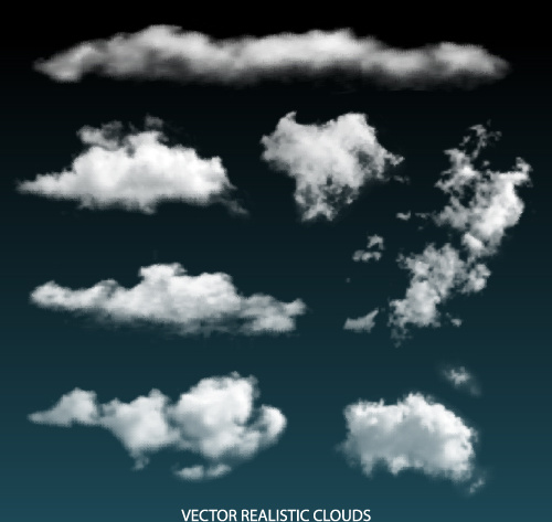 Realistic clouds vector illustration set Vectors graphic art designs in