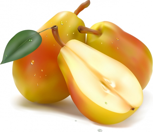 fresh pear icons modern 3d realistic sketch