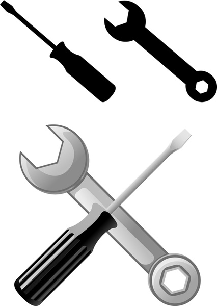 realistic hardware tools vector graphic set
