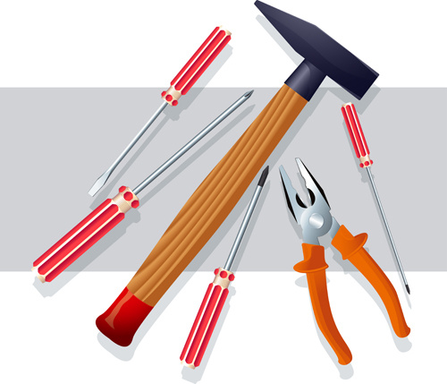 realistic hardware tools vector graphic set
