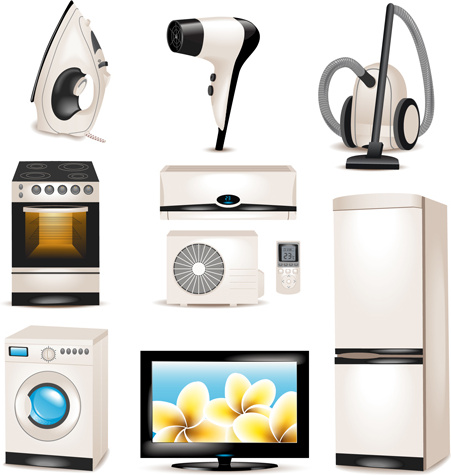 realistic household appliances vector illustration