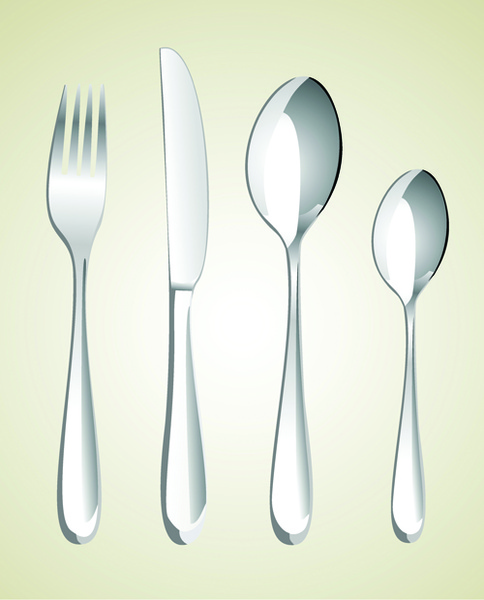 realistic kitchen cutlery design vector graphics