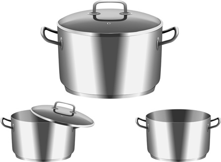 realistic metal pan with cover vector