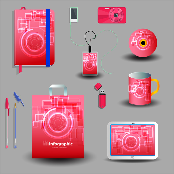 red abstract corporate identity template set