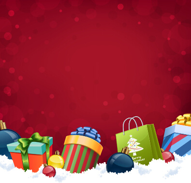 red background with christmas gift vector