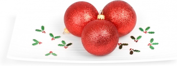 red baubles on plate