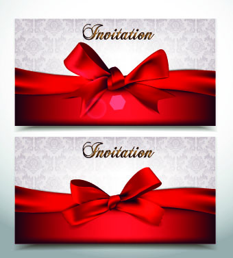 red bow holiday cards vector