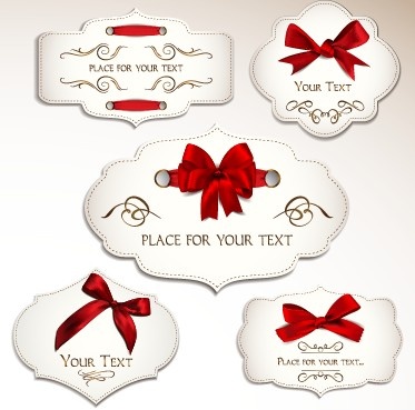 red bow labels cards vector