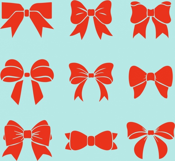 red bows icons collection various flat icons