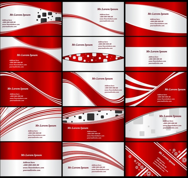 name card templates modern red white decor
