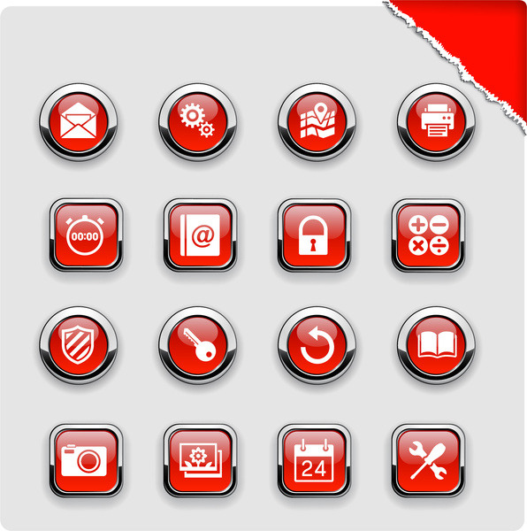 red computer icons collection