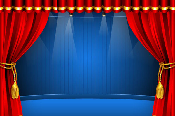 red curtain elements vector background
