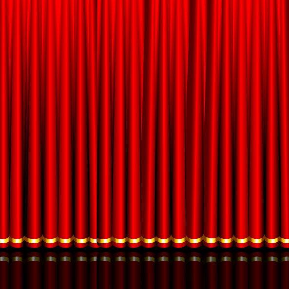 red curtain elements vector background