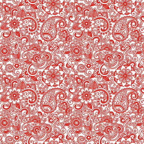red floral ornament seamless pattern