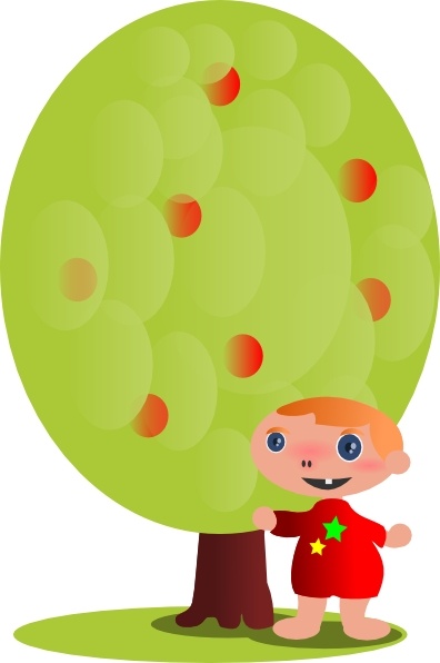 Red Fruit Tree With A Baby clip art