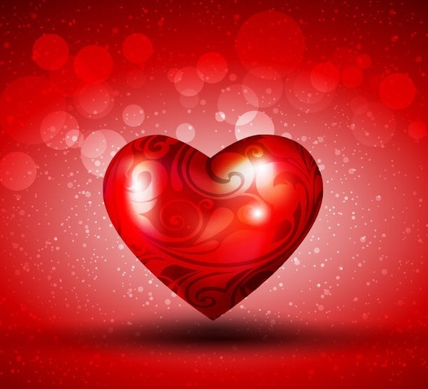 Red Heart over Bright Background