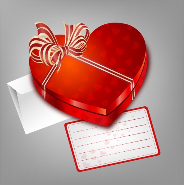 Red heart shape box with envelope