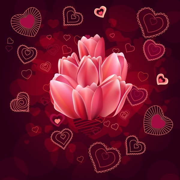 valentine background tulip hearts decor modern red blur
