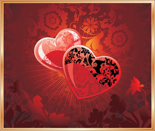 valentine background shiny red heart flora decor