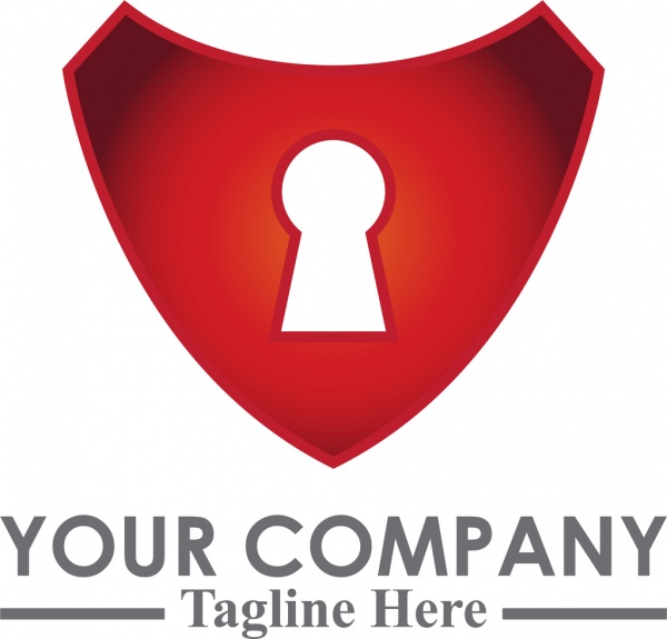 red lock security logo template