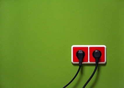 red on the green wall socket picture