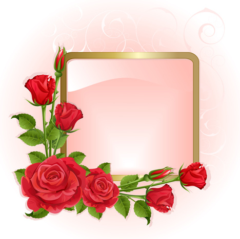 red peonies photo frame vector