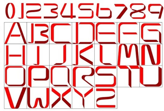 red ribbon alphabet with number vector