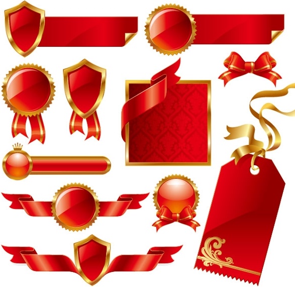 red ribbon theme vector