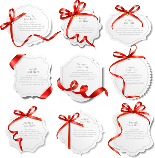 red ribbons with text cards vector