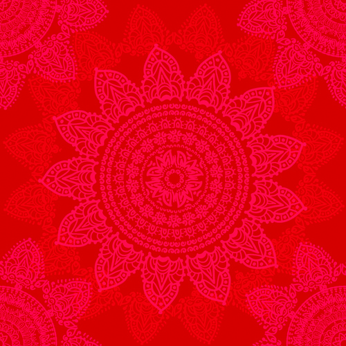 red round floral vector seamless pattern 