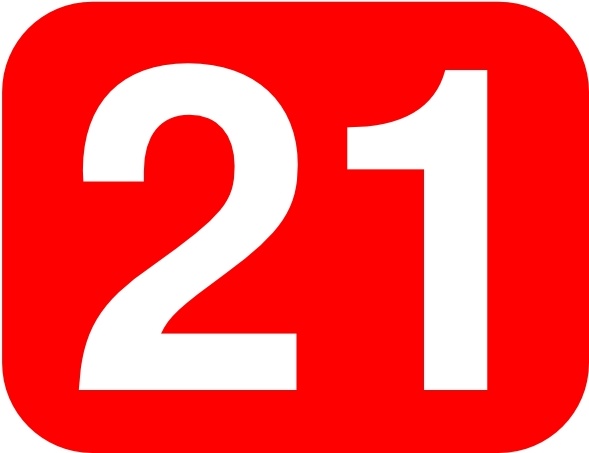 Red Rounded Rectangle With Number 21 clip art