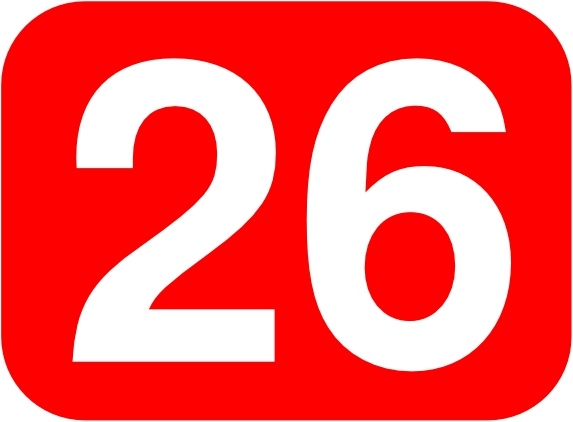Red Rounded Rectangle With Number 26 clip art
