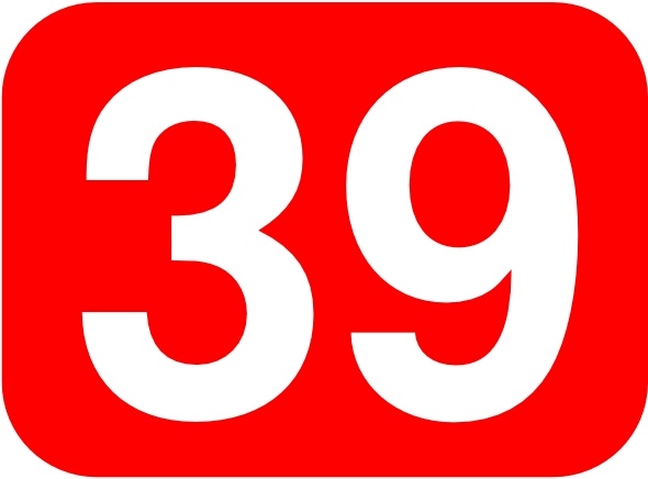Red Rounded Rectangle With Number 39 clip art