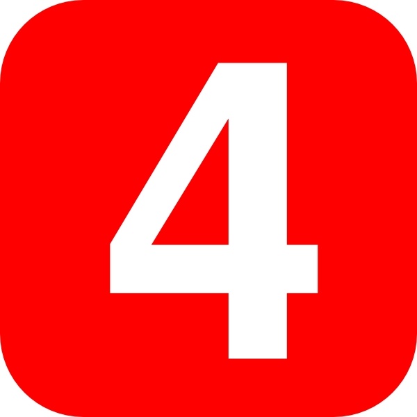 Red Rounded Square With Number 4 clip art