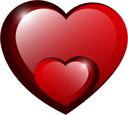 red shiny hearts design vector