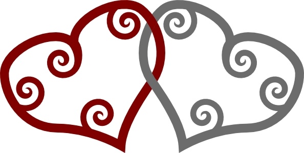 Red Silver Maori Hearts Interlinked clip art