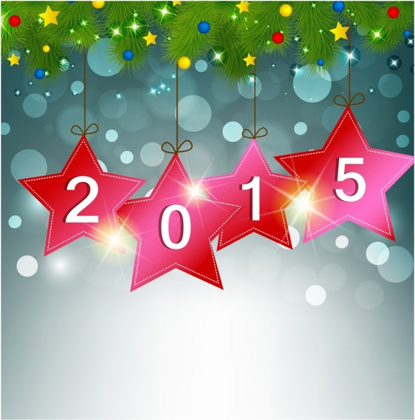 red star 2015 Happy  New Year  Background