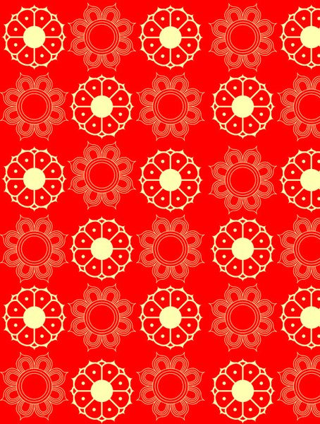red style floral patterns vector