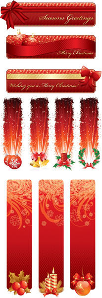 red style holiday banner vector graphics