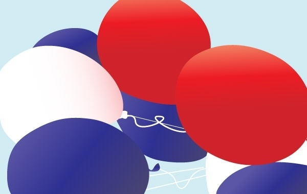 Red, white and blue patriotic balloons vector