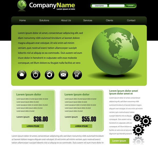 webpage template green globe decor modern design