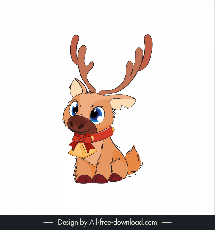 reindeer xmas icon cute cartoon sketch