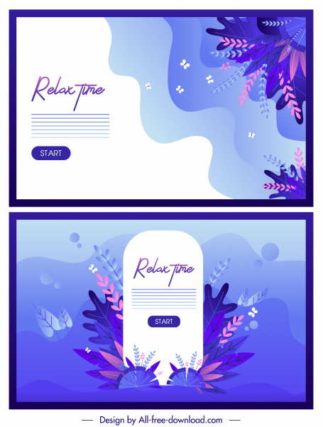 relax time banners flowers decor colored classic design