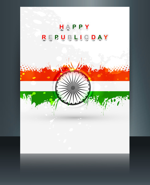 republic day tricolor brochure template for wave indian flag design