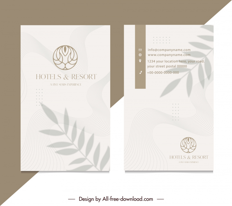 resort business card template flat classical leaf curves