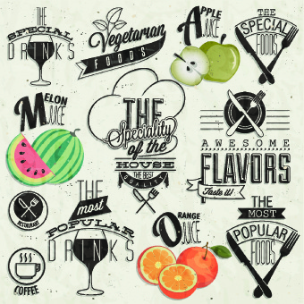 restaurant and cafe logos design vector